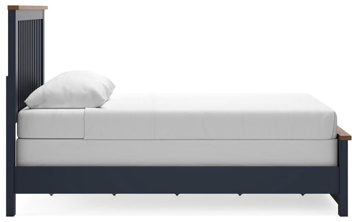 Landocken Queen Panel Bed in Brown/Blue, side view