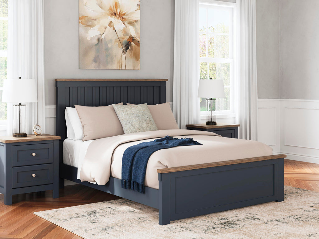 Landocken Queen Panel Bed in Brown/Blue, alternate view 2