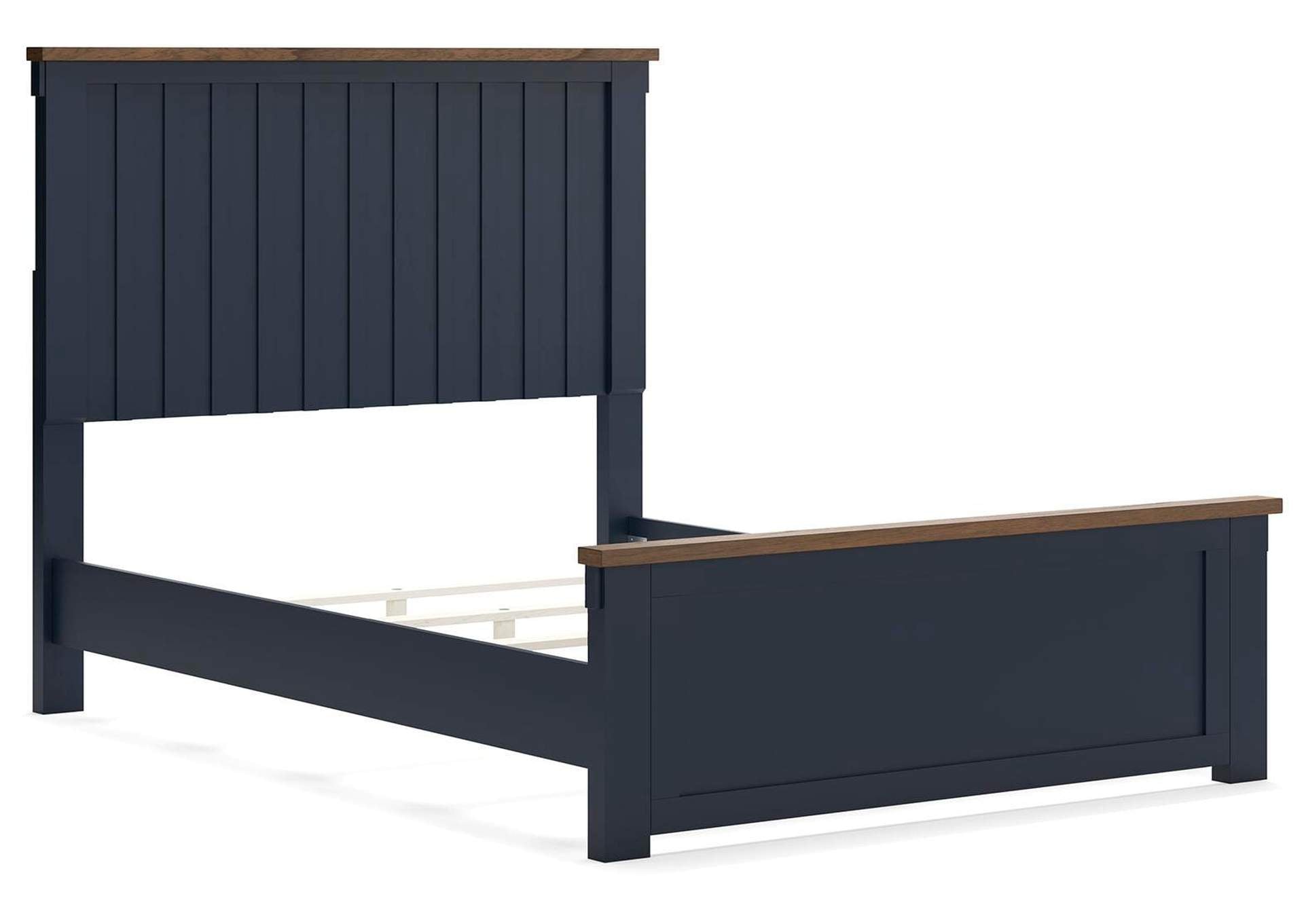 Landocken Full Panel Headboard and 2 Nightstands angled view