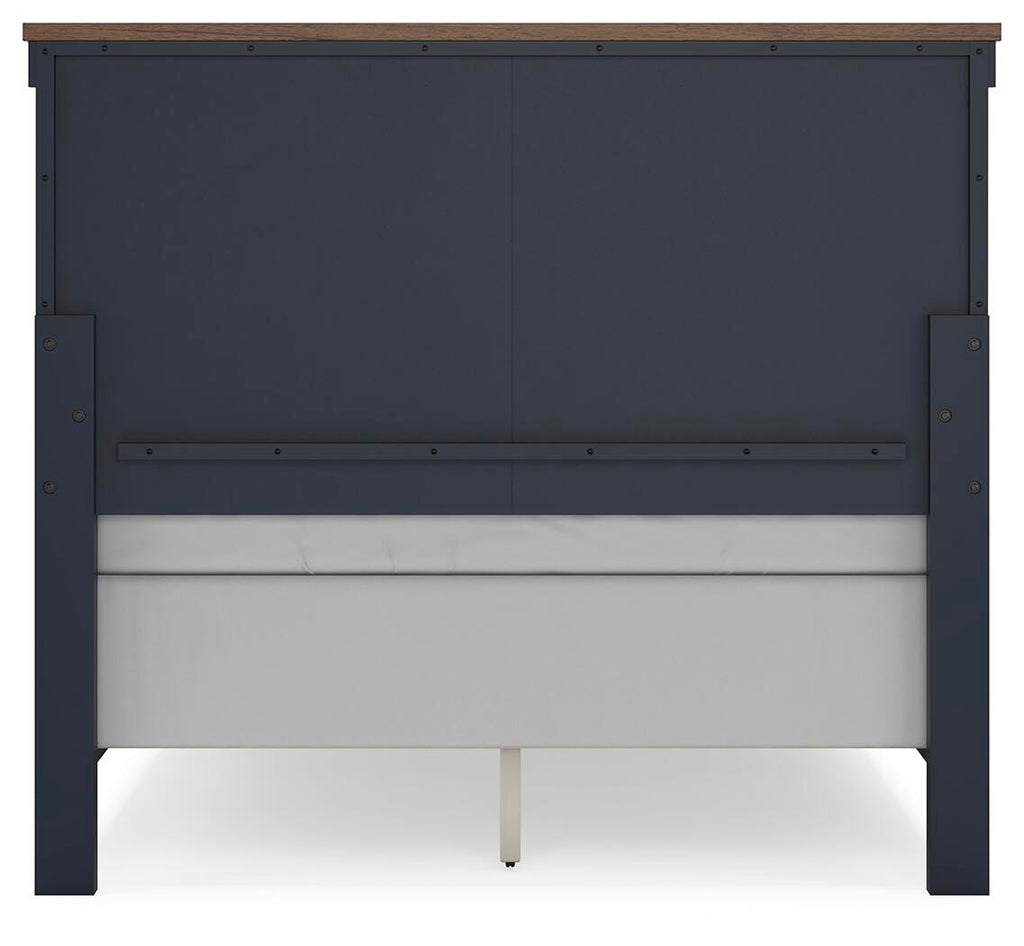 Landocken Full Panel Bed in Brown/Blue, back view