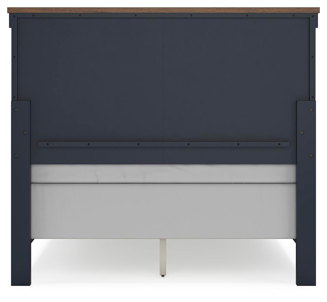 Landocken Full Panel Bed in Brown/Blue, back view