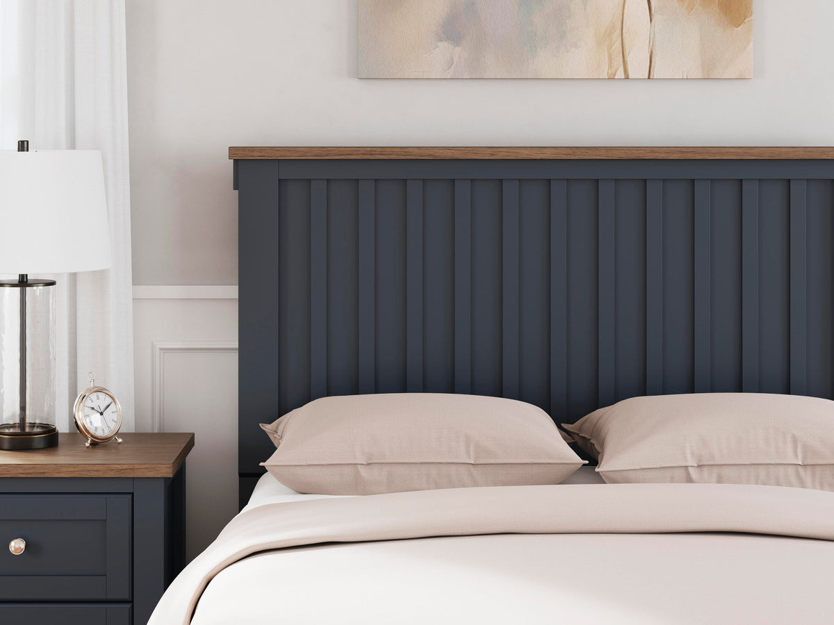 Landocken Full Panel Bed in Brown/Blue, detail view
