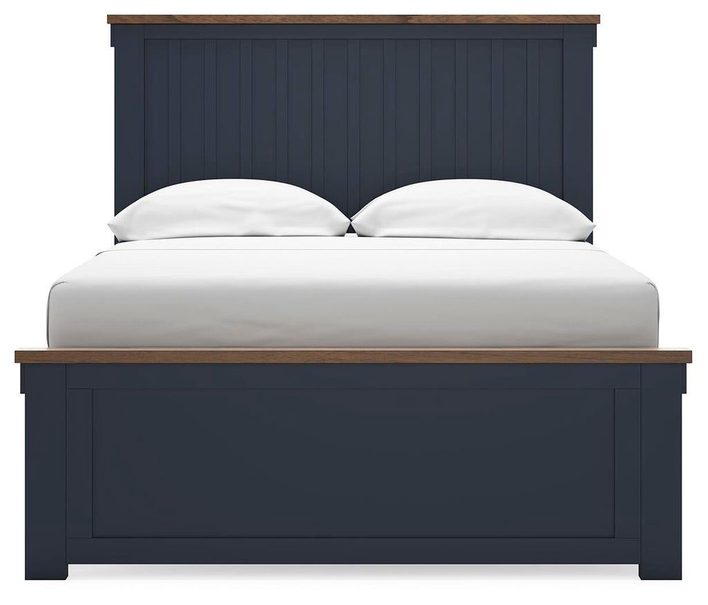 Landocken Full Panel Bed in Brown/Blue, front view