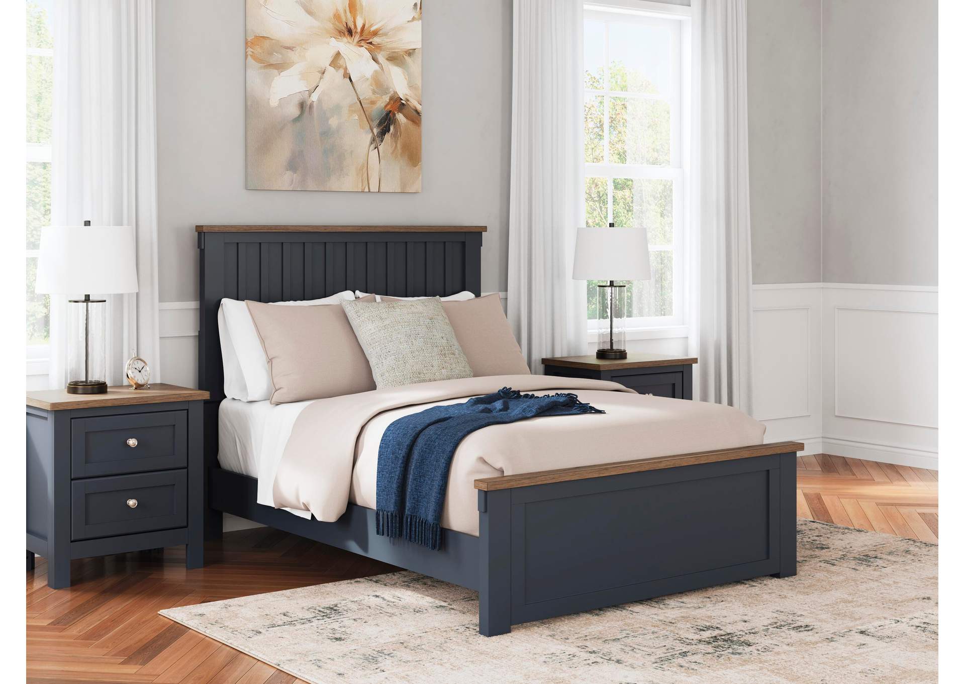 Landocken Full Panel Bed with Mirrored Dresser