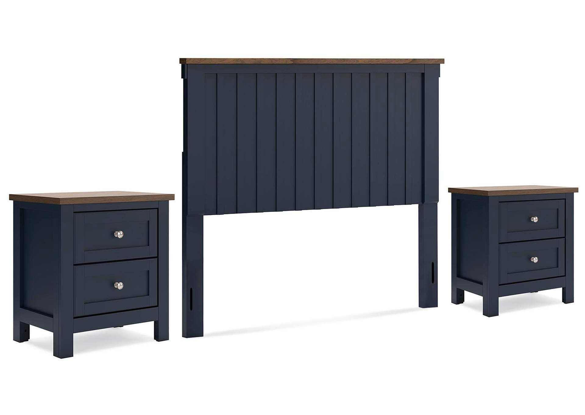 Landocken Full Panel Headboard and 2 Nightstands