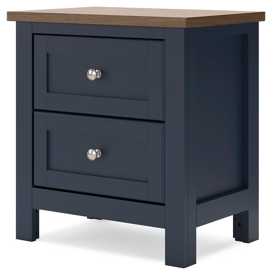 Landocken Nightstand in Brown/Blue, angle view