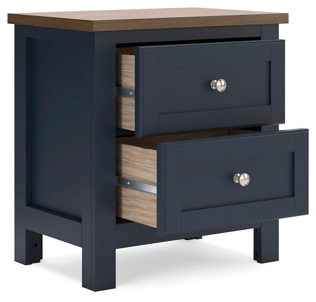 Landocken Nightstand in Brown/Blue, open view