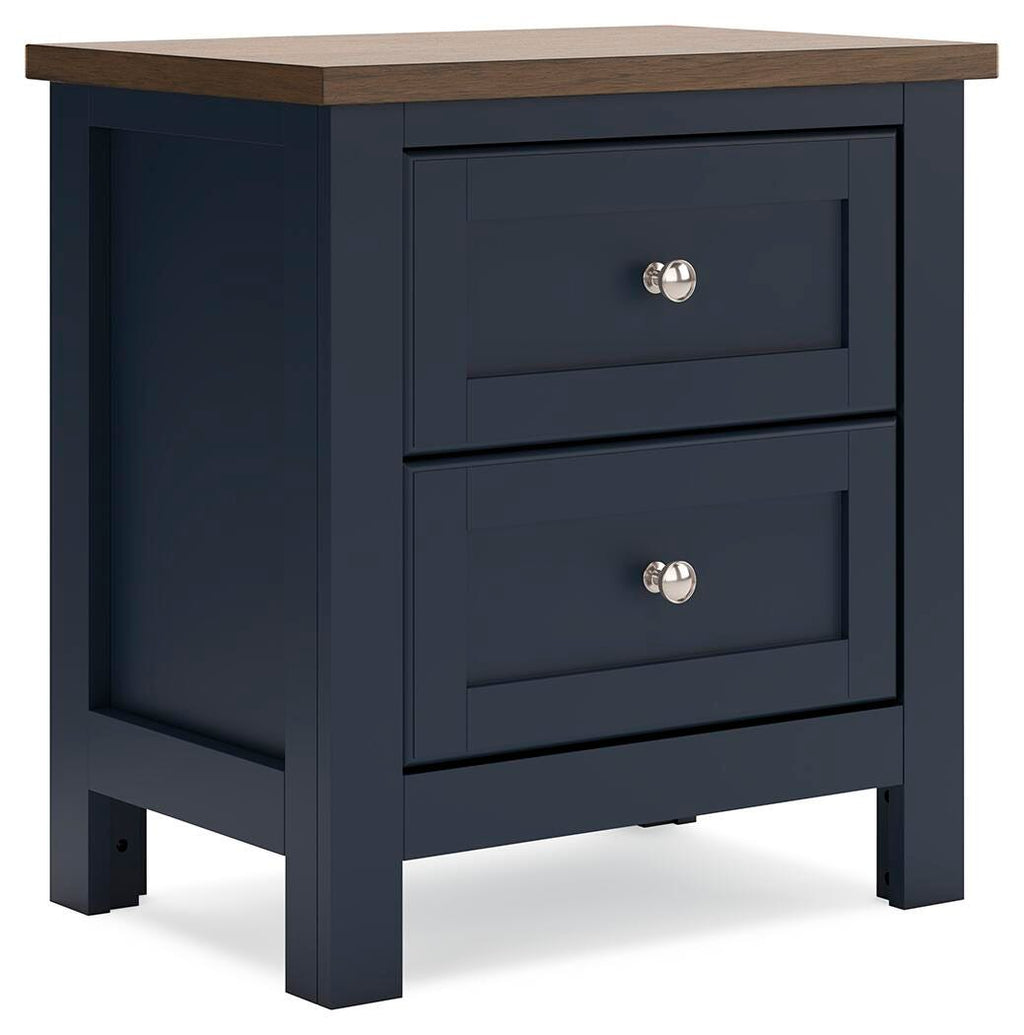 Landocken Nightstand in Brown/Blue, angle view