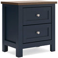 Landocken Nightstand in Brown/Blue, angle view