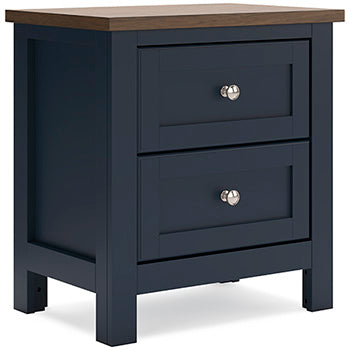 Landocken Nightstand in Brown/Blue, angle view