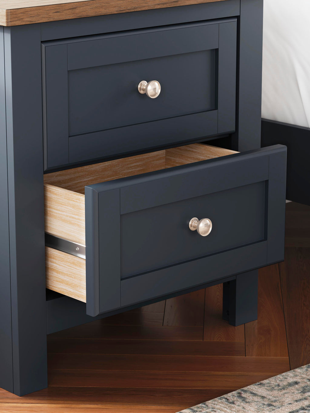 Landocken Nightstand in Brown/Blue, detail view