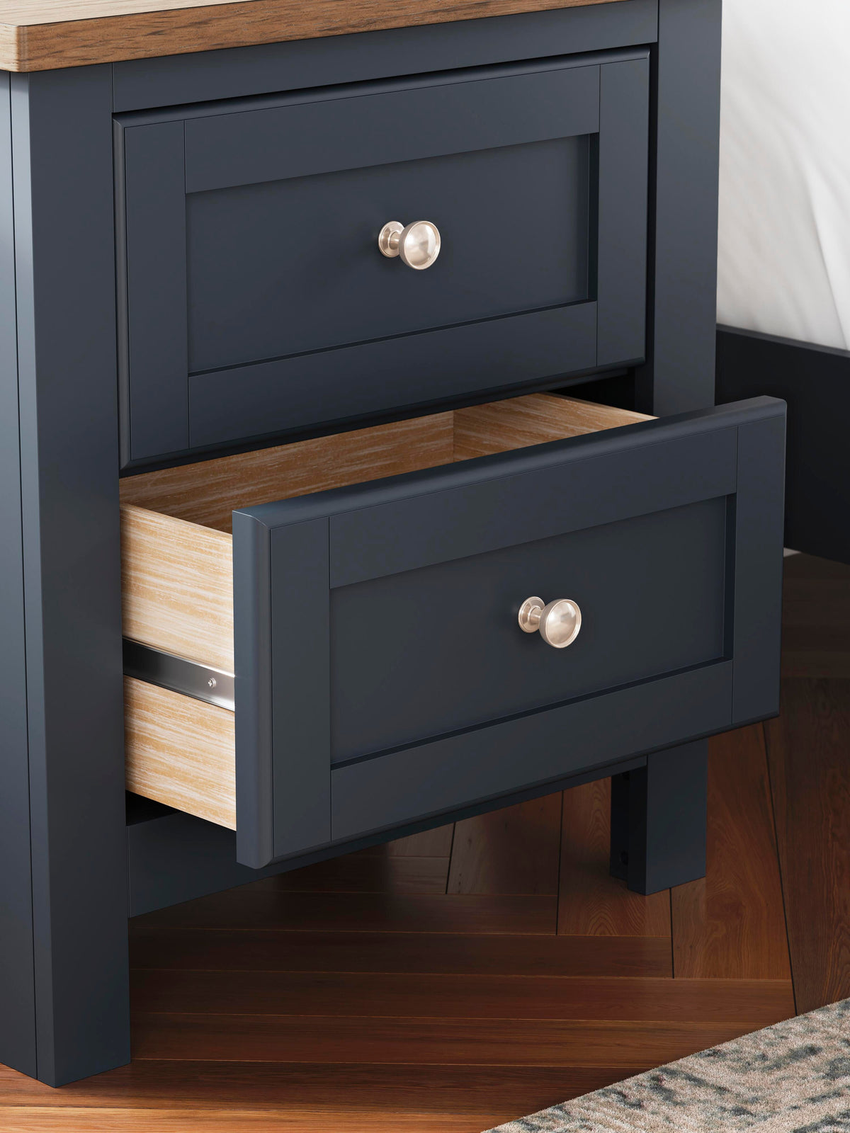Landocken Nightstand in Brown/Blue, detail view
