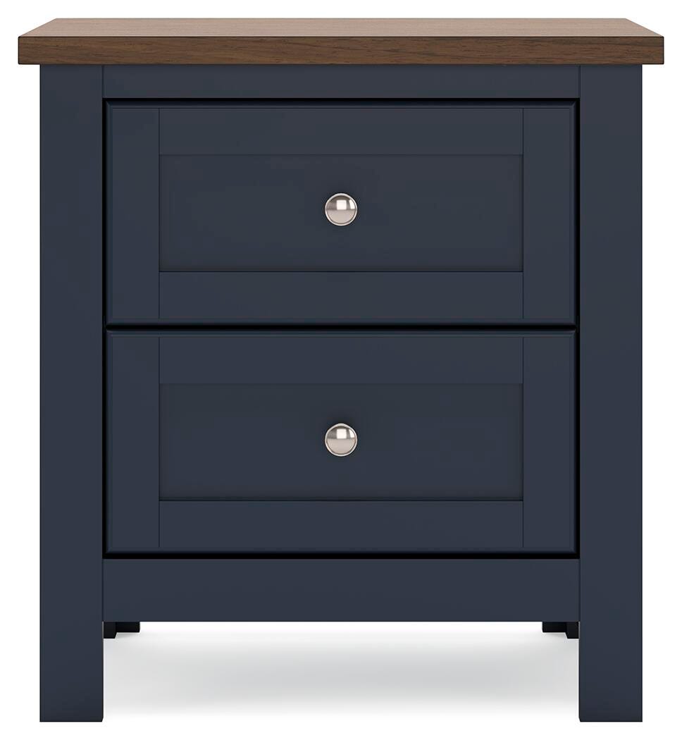 Landocken Nightstand in Brown/Blue, front view