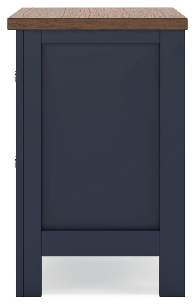 Landocken Nightstand in Brown/Blue, alternate side view