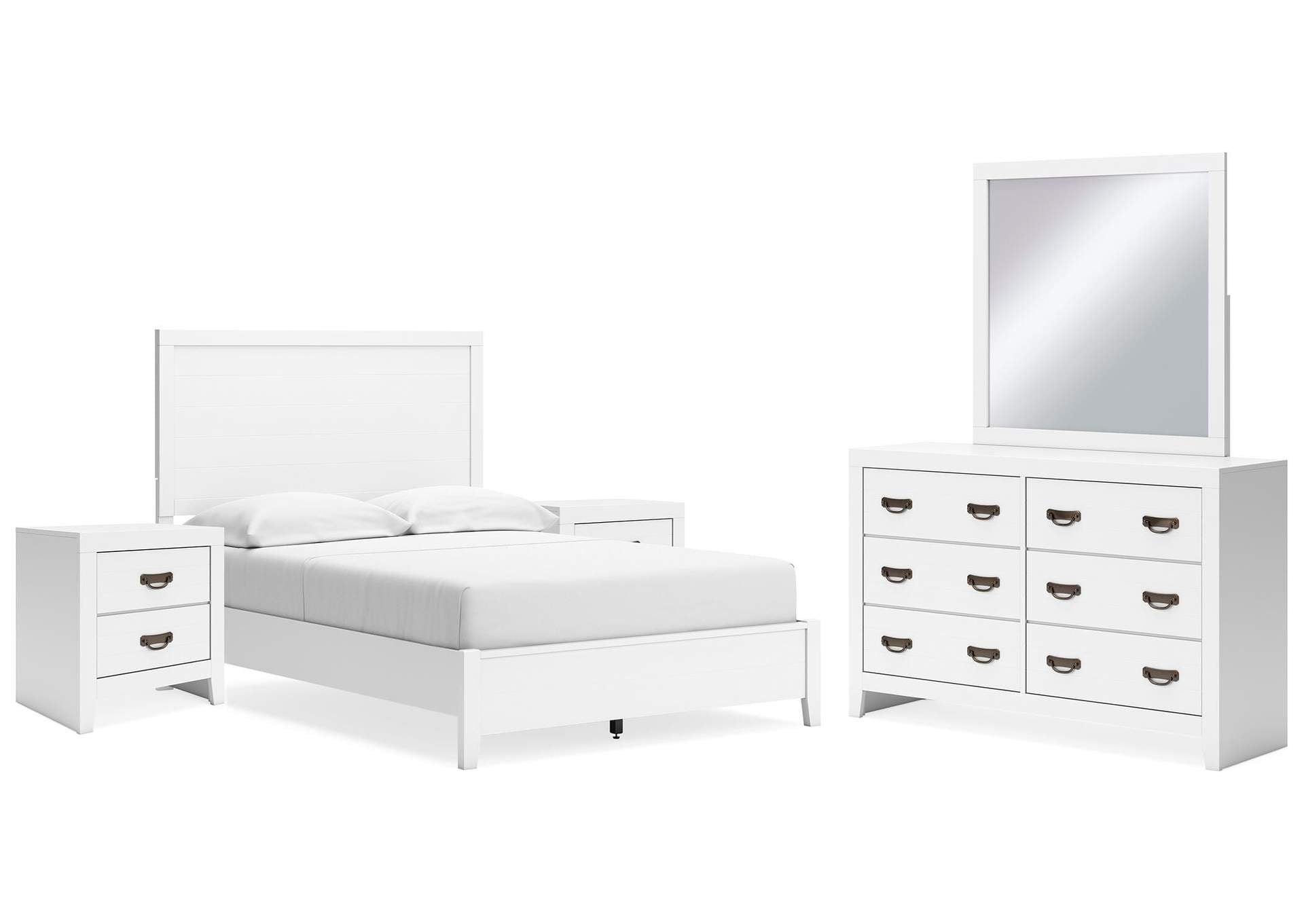 Binterglen Full Panel Bed with Mirrored Dresser and 2 Nightstands