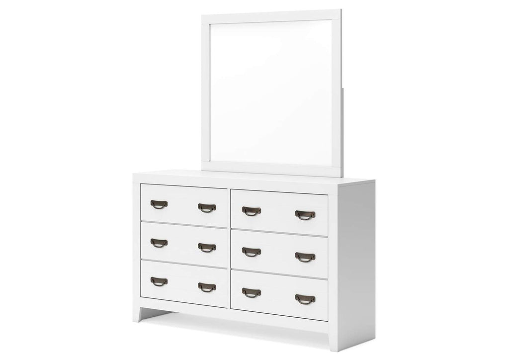 Binterglen Full Panel Bed with Mirrored Dresser and 2 Nightstands angled view