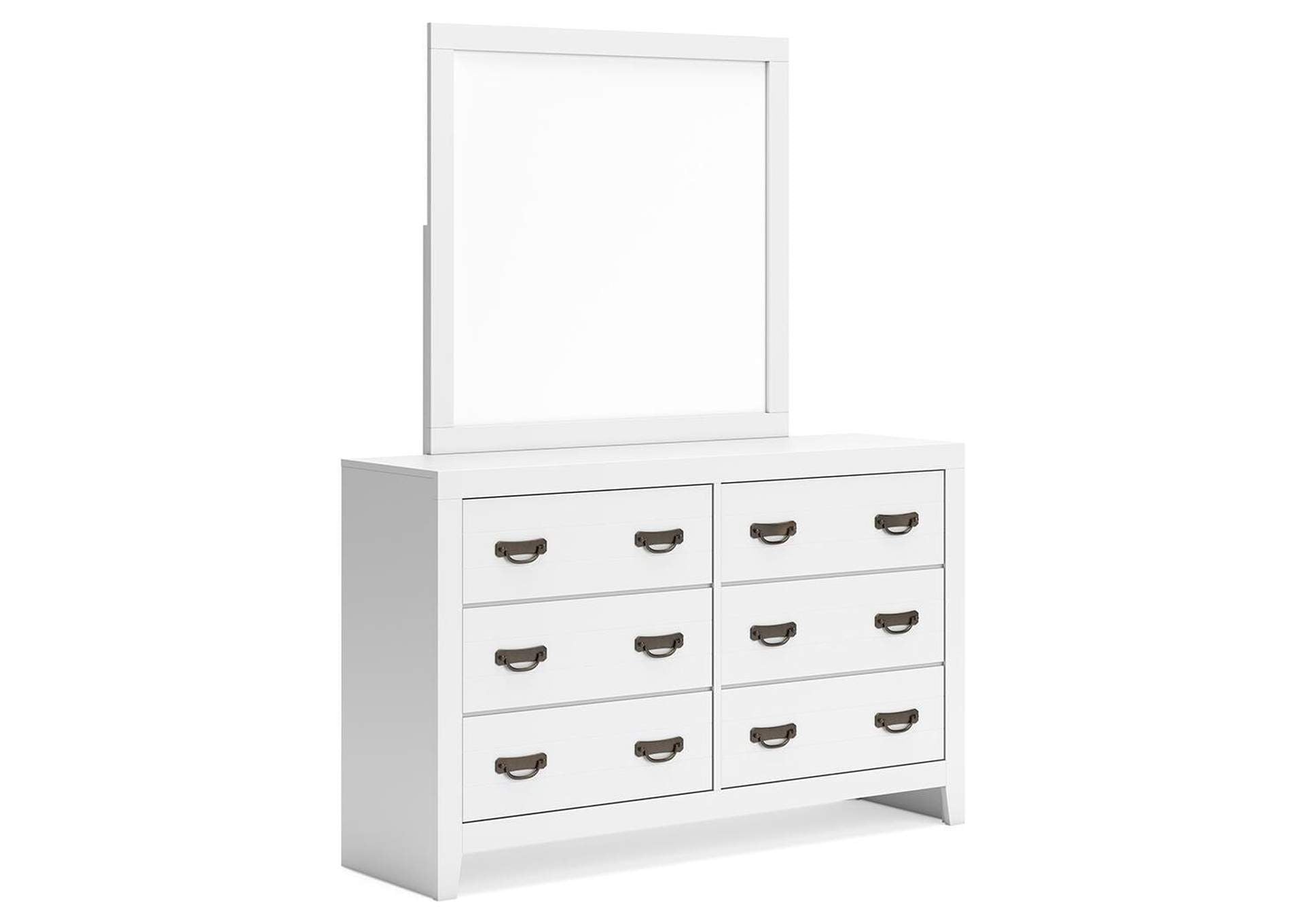 Binterglen Twin Panel Bed with Mirrored Dresser and 2 Nightstands angled view