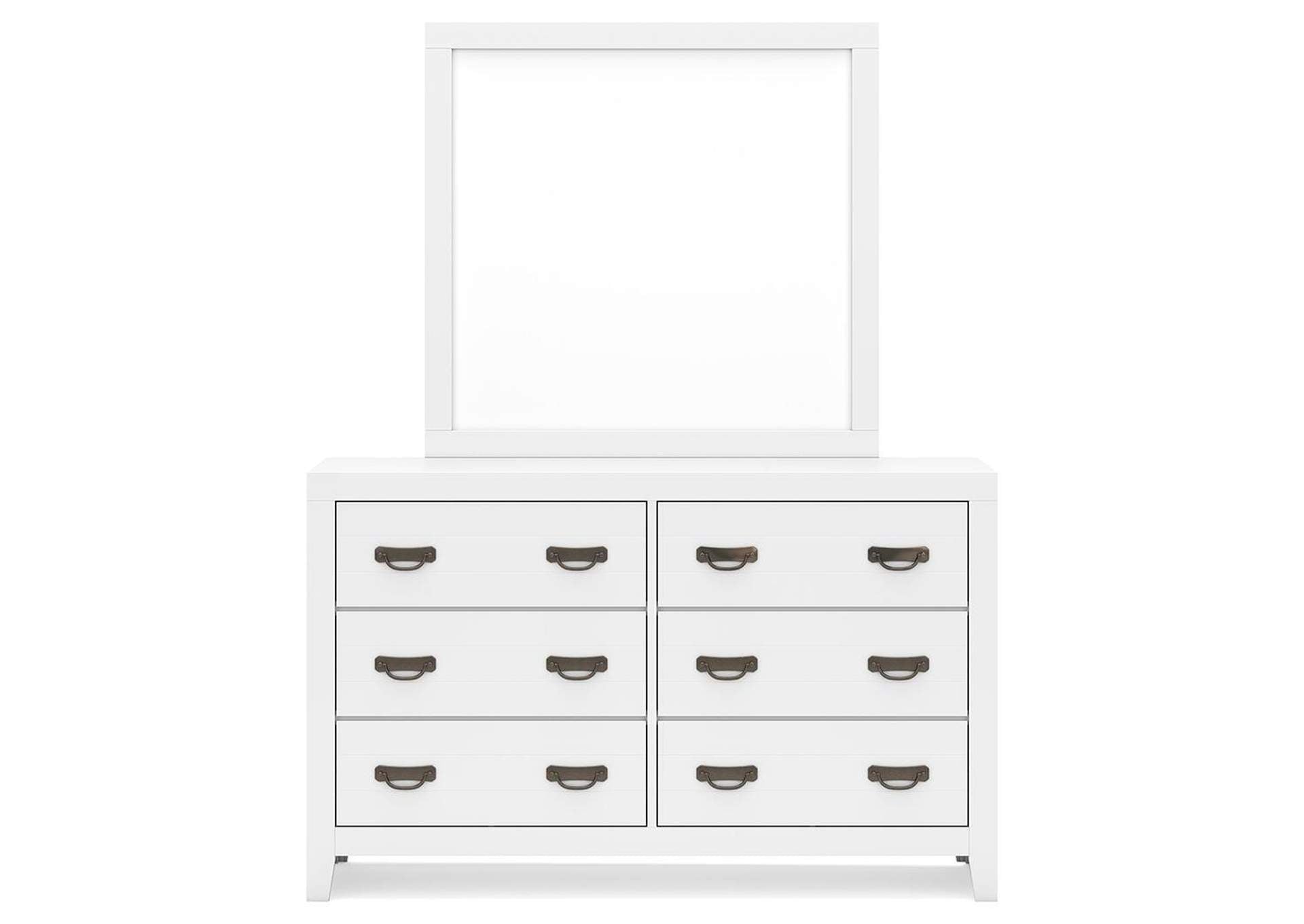 Binterglen Twin Panel Bed with Mirrored Dresser and 2 Nightstands front view