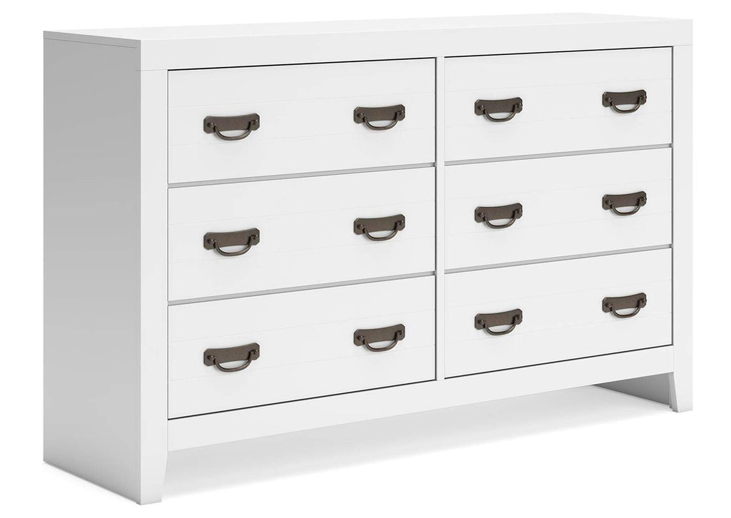 Binterglen Twin Panel Bed with Dresser and 2 Nightstands angled view