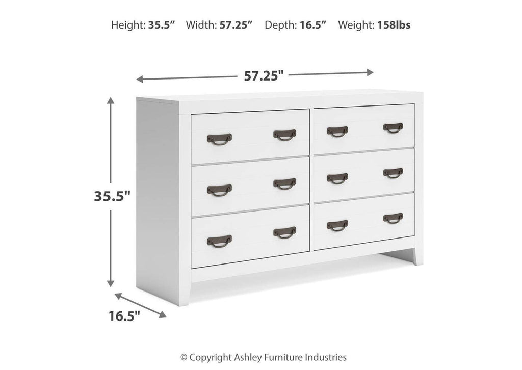 Binterglen California King Panel Bed, Dresser and 2 Nightstands dimensions