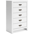 Binterglen Chest of Drawers in White, angle view