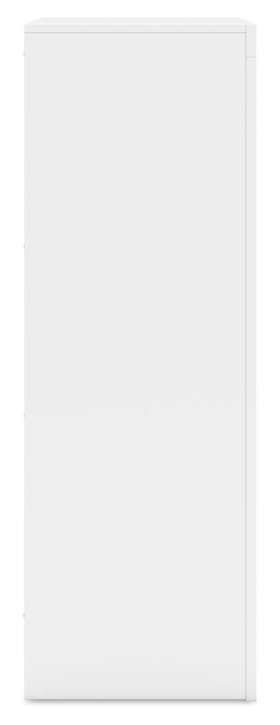 Binterglen Chest of Drawers in White, side view