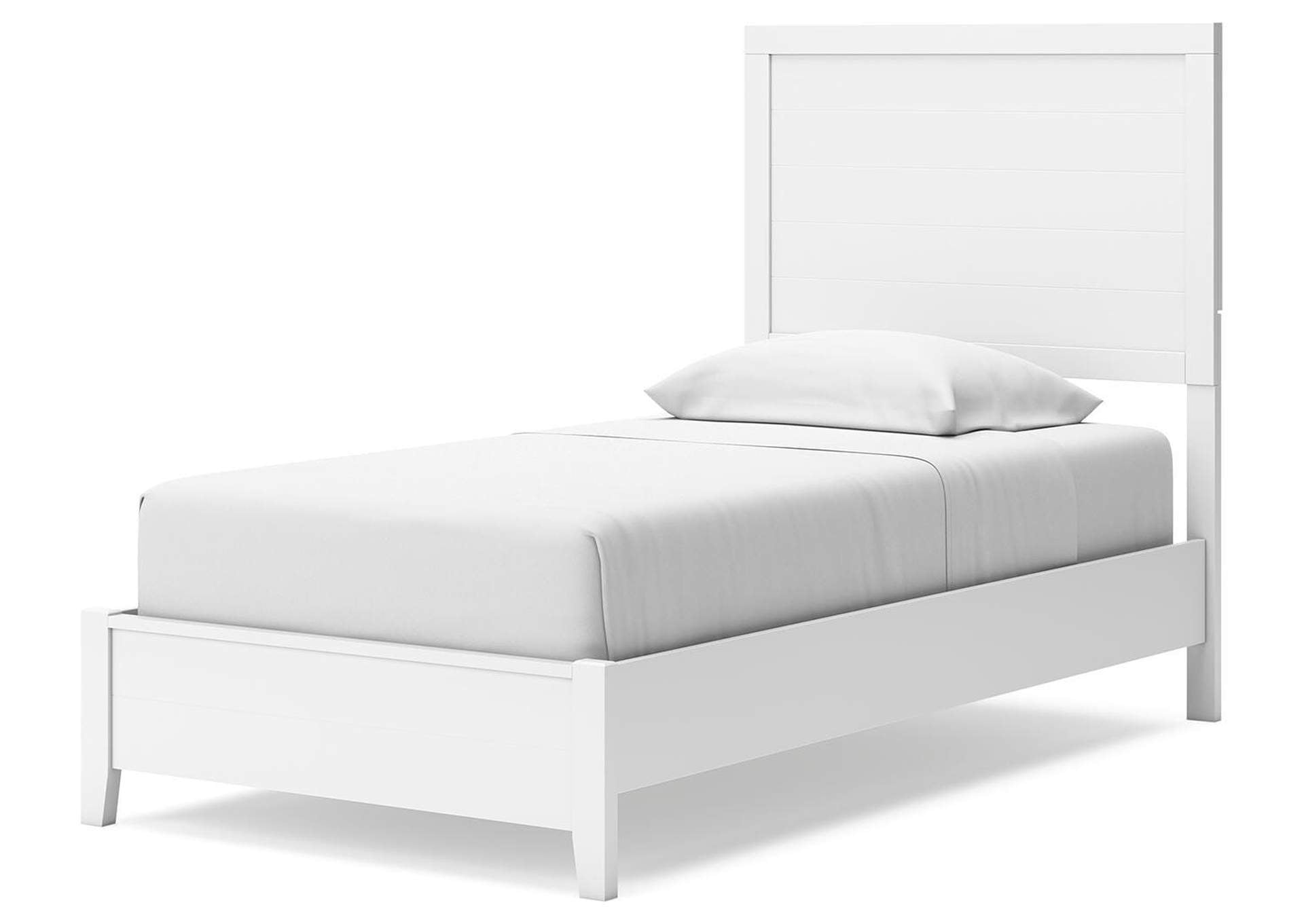 Binterglen Twin Panel Bed with Mirrored Dresser and 2 Nightstands angled view