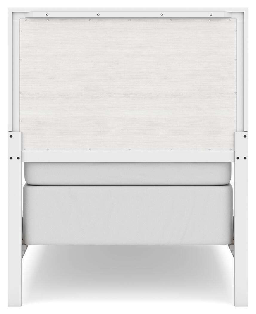 Binterglen Twin Panel Bed in White, back view