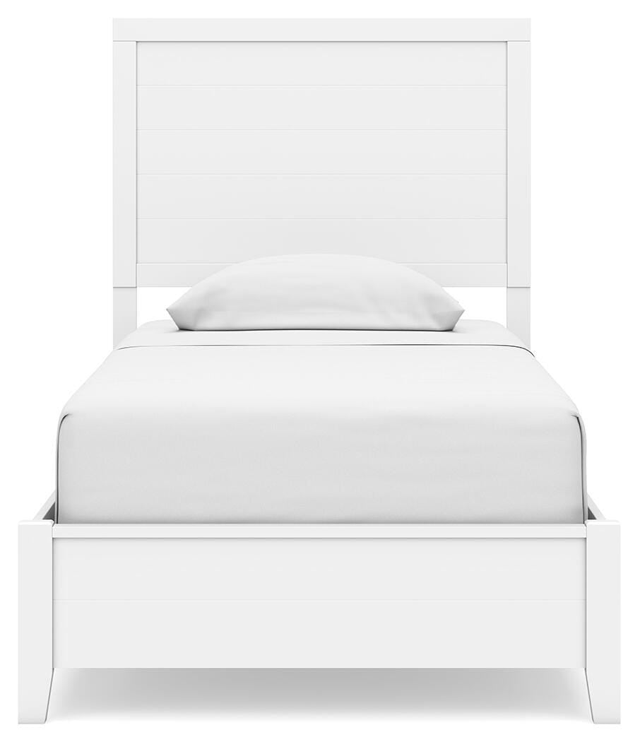 Binterglen Twin Panel Bed in White, front view
