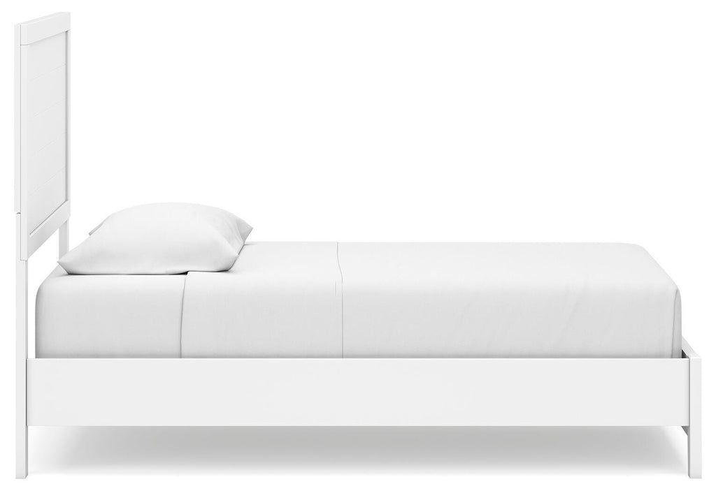 Binterglen Twin Panel Bed in White, side view