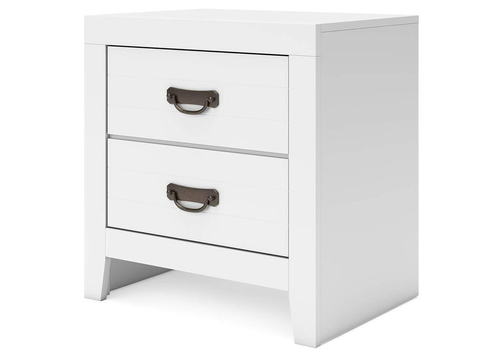 Binterglen Twin Panel Bed with Dresser and 2 Nightstands angled view