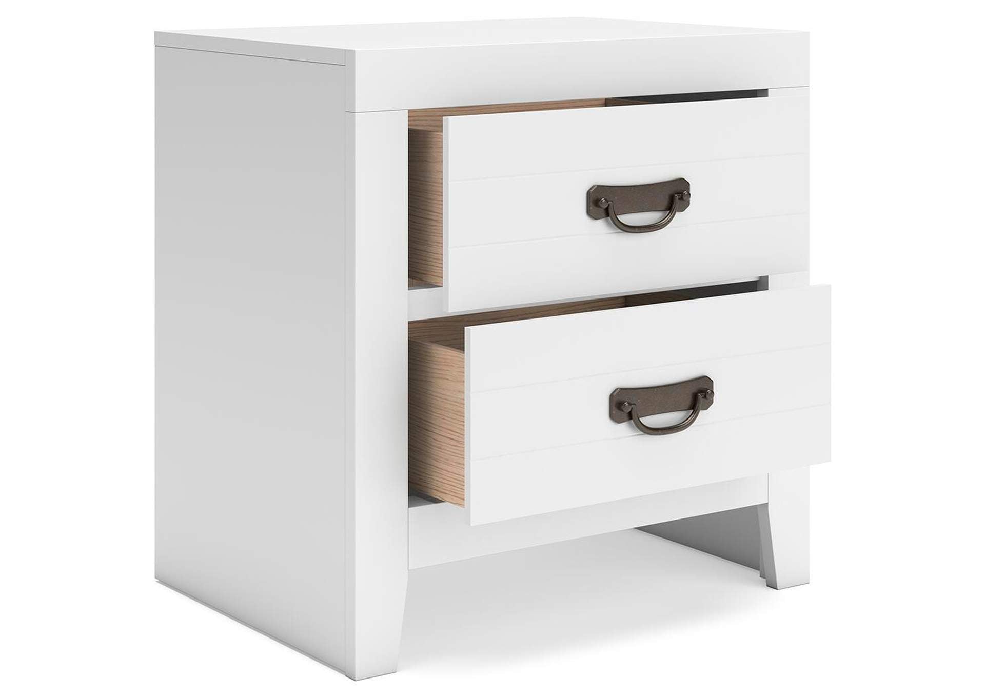 Binterglen Twin Panel Bed with Mirrored Dresser and 2 Nightstands angled view