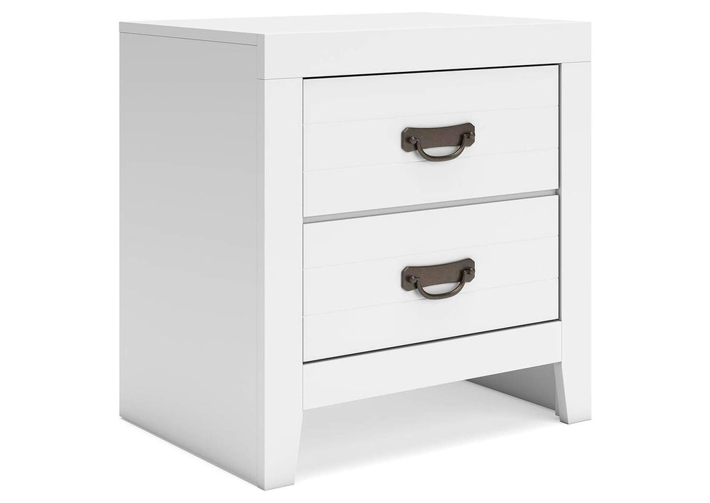 Binterglen Twin Panel Bed with Mirrored Dresser and 2 Nightstands angled view
