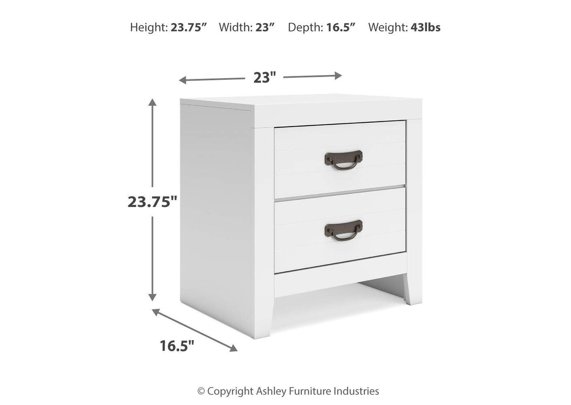 Binterglen Twin Panel Bed with Dresser and 2 Nightstands dimensions