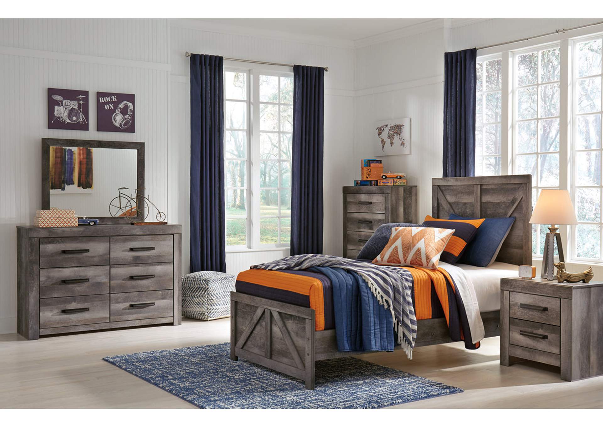 Wynnlow Twin Crossbuck Panel Bed