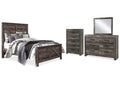 Wynnlow Queen Crossbuck Panel Bed with Mirrored Dresser and Chest