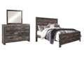 Wynnlow King Crossbuck Panel Bed with Mirrored Dresser