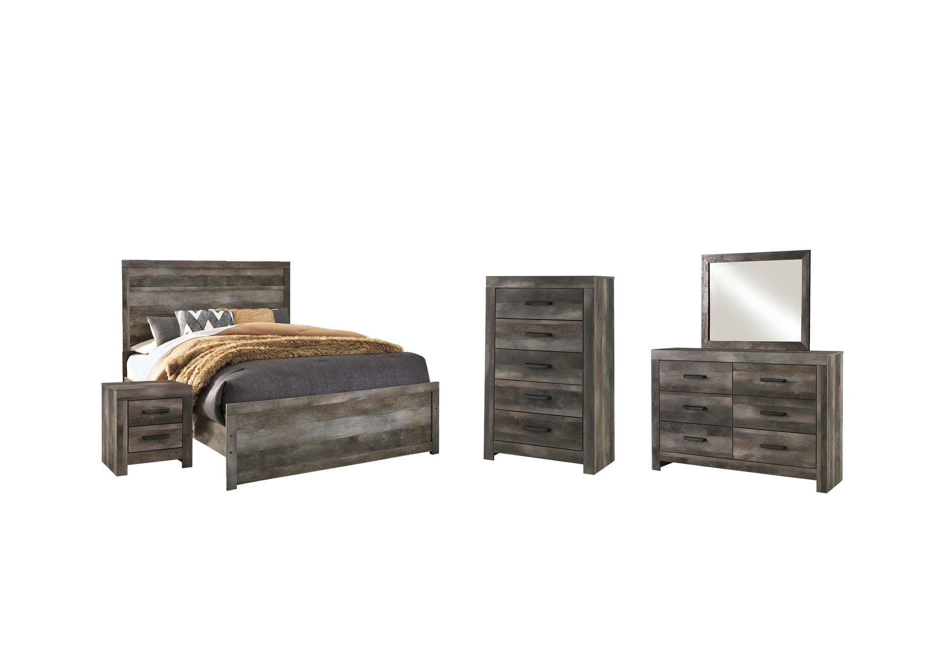 Wynnlow Queen Panel Bed with Mirrored Dresser, Chest and Nightstand