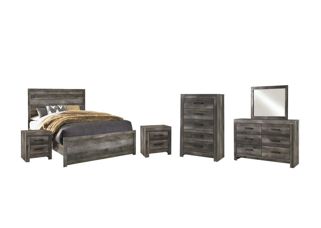 Wynnlow Queen Panel Bed with Mirrored Dresser, Chest and 2 Nightstands