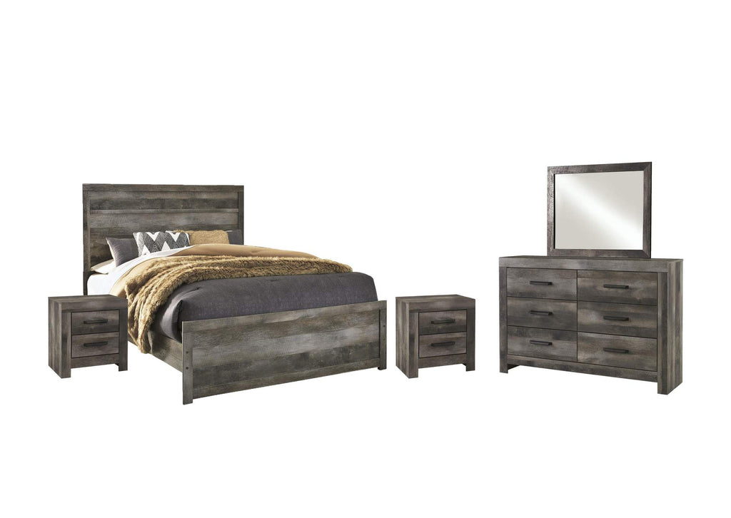 Wynnlow Queen Panel Bed with Mirrored Dresser and 2 Nightstands