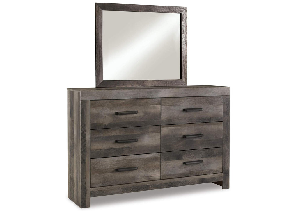 Wynnlow Queen Crossbuck Panel Bed with Mirrored Dresser and Chest