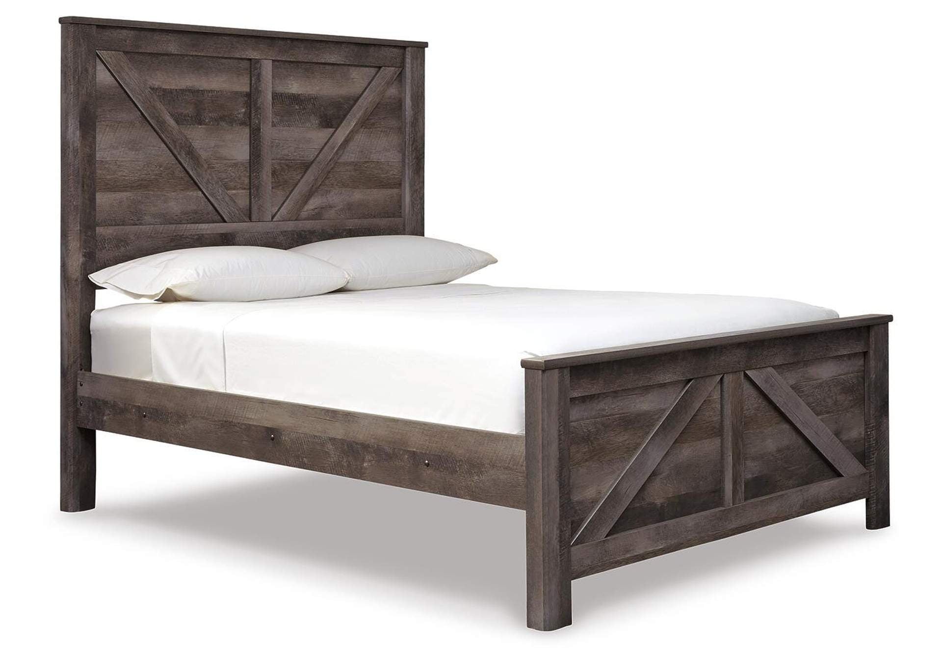 Wynnlow Queen Crossbuck Panel Bed with Mirrored Dresser and 2 Nightstands