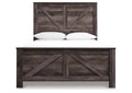 Wynnlow Queen Crossbuck Panel Bed with Mirrored Dresser, Chest and 2 Nightstands