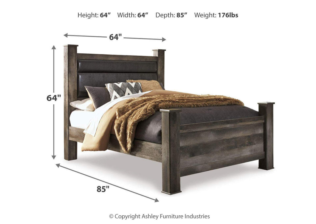 Wynnlow Queen Upholstered Poster Bed dimensions
