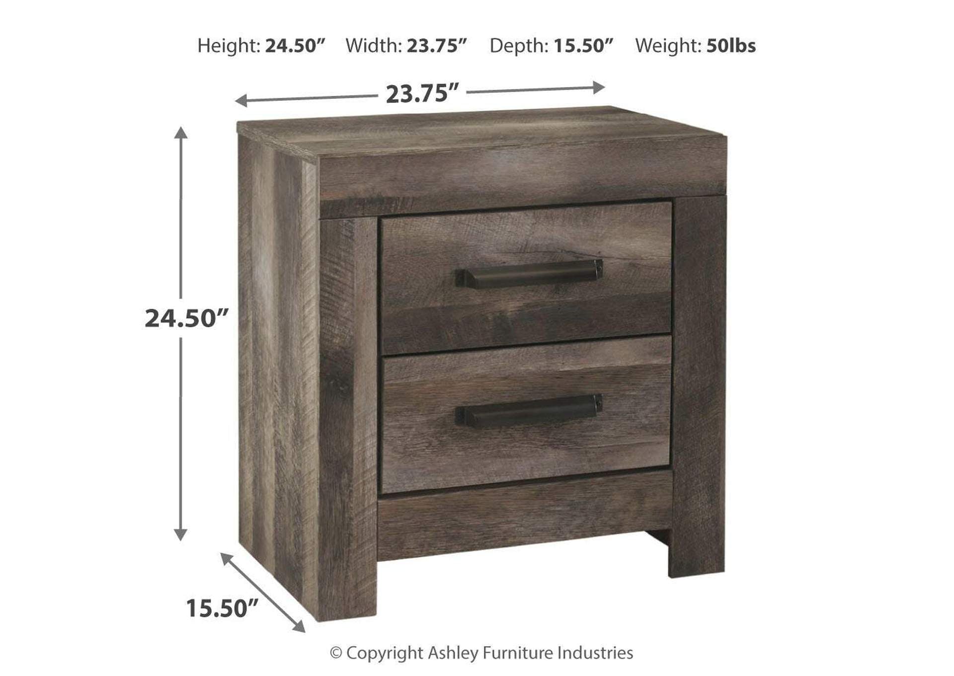 Wynnlow King Panel Bed with Mirrored Dresser and Nightstand dimensions