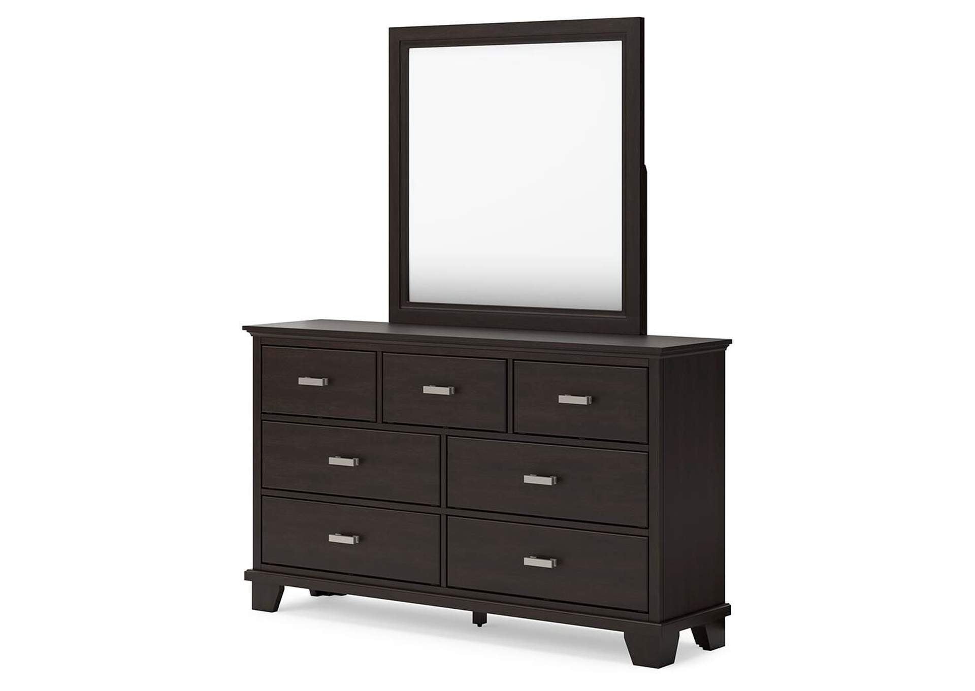 Covetown Twin Panel Bed with Mirrored Dresser and Nightstand angled view