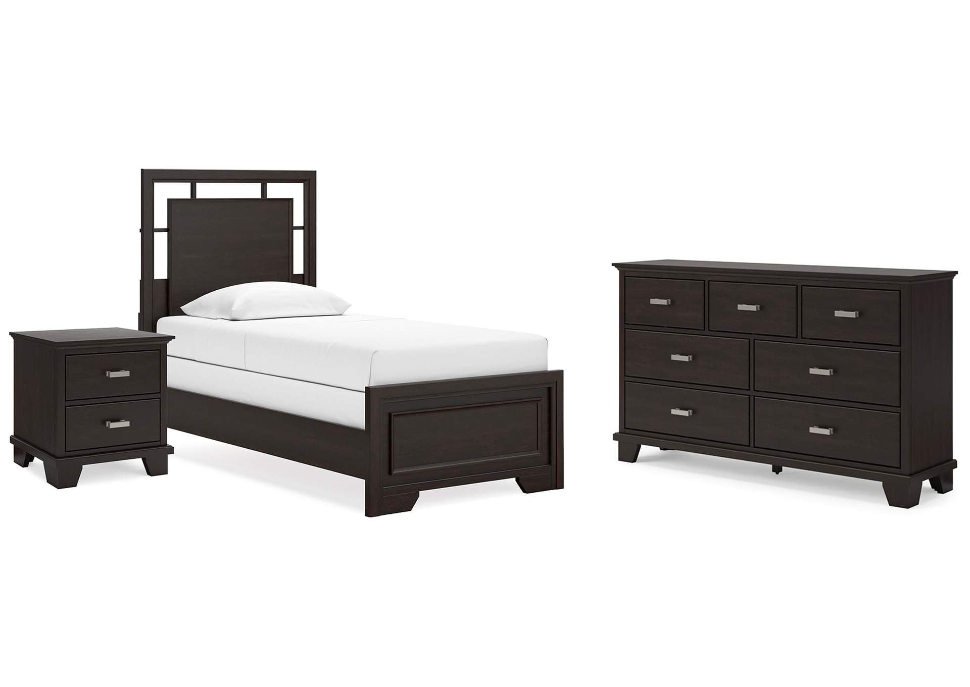 Covetown Twin Panel Bed with Dresser and Nightstand