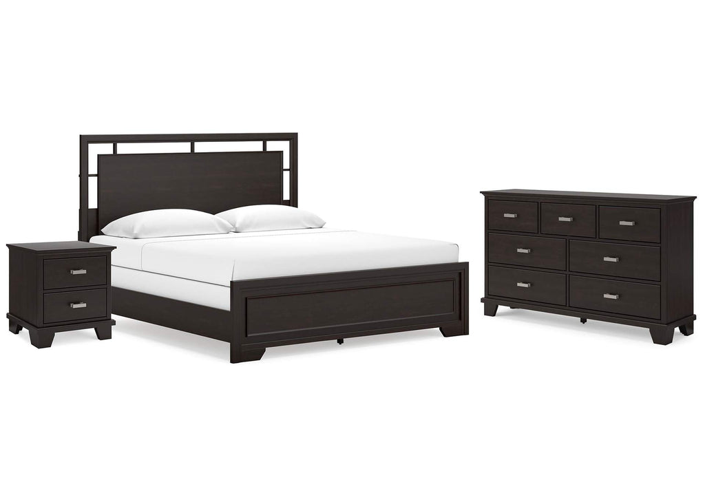 Covetown King Panel Bed with Dresser and Nightstand