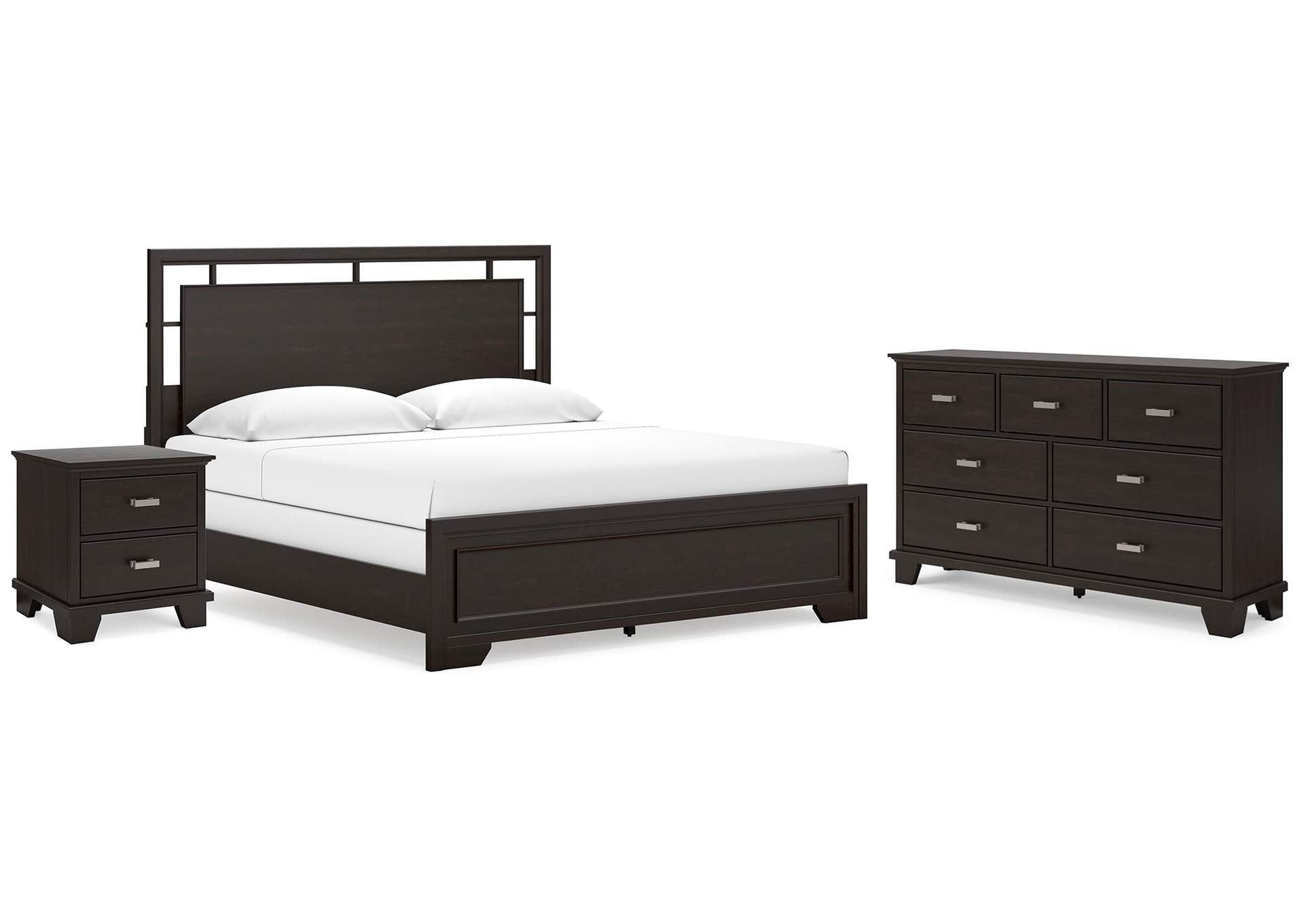 Covetown King Panel Bed with Dresser and Nightstand