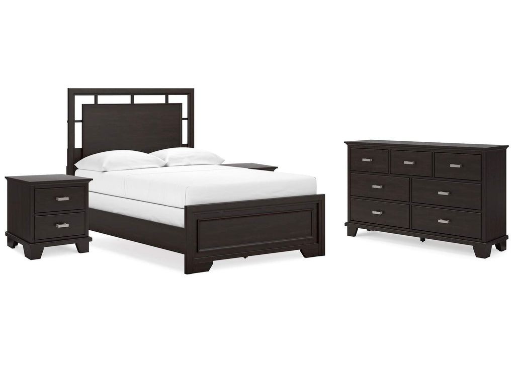 Covetown Full Panel Bed, Dresser and 2 Nightstands
